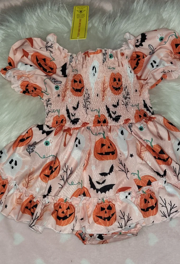 Halloween Pumpkin and Ghost Print Baby Bloomers